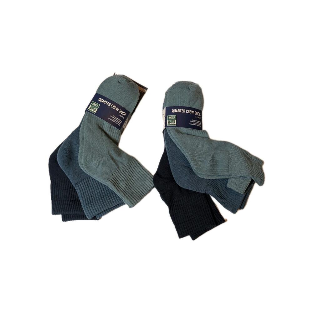 6 Pair DSG Quarter Crew Socks Blue/Green Men’s Size 8–13/Women’s Size 10+